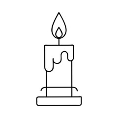 A Simple Line Drawing of a Lit Candle with Melted Wax Dripping Down the Sides