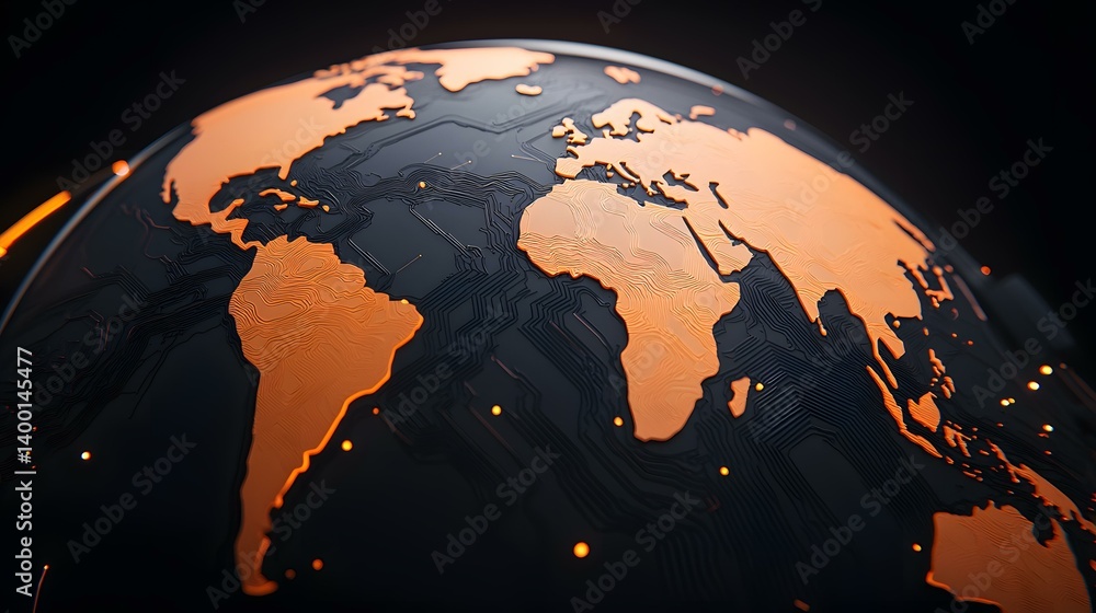 Aufkleber the image shows a stylized rendering of the earth, appearing as a dark-colored globe with an orange,