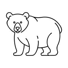 A Simple Line Drawing of a Grizzly Bear Standing