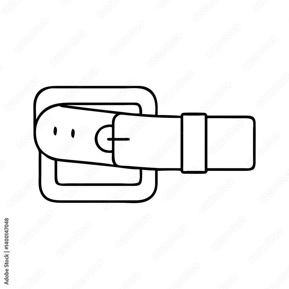 Poster simple line drawing of a belt buckle with a rectangular frame and a strap