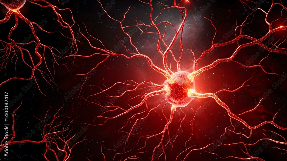 Aufkleber the image shows a stylized depiction of a neuron, a nerve cell, with its branching dendrites and axo