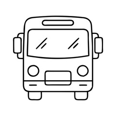 Simple Line Drawing of a Front View Bus Illustration for Kids Coloring Book