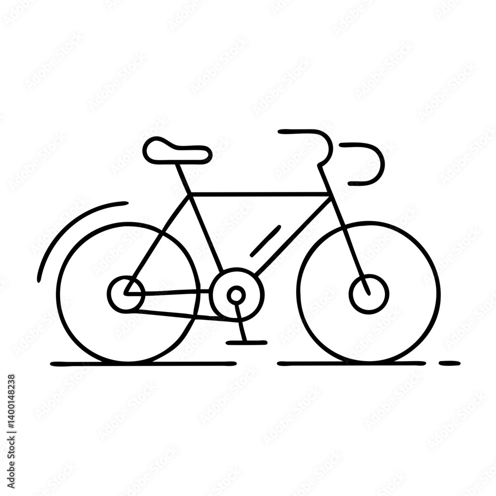 Aufkleber a simple line drawing of a bicycle in motion a classic two wheeled vehicle for recreation and transp