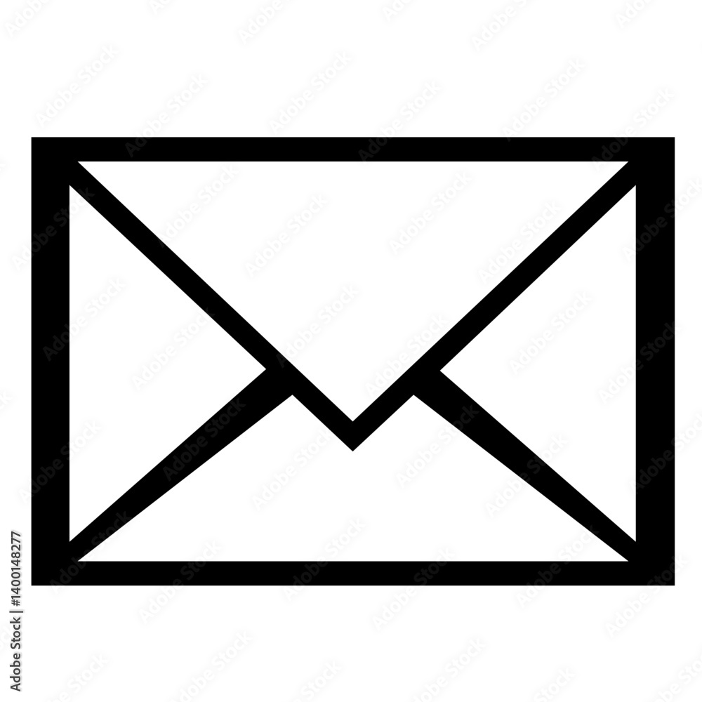 Poster simple and elegant icon of an open envelope representing communication, correspondence, messaging, a