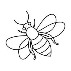 A Simple Line Drawing of a Cute Honeybee Insect
