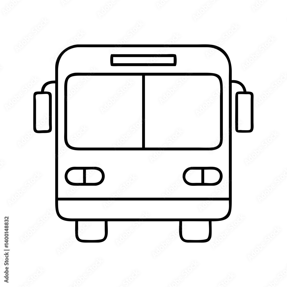 Poster simple line drawing of a front view of a public transportation bus