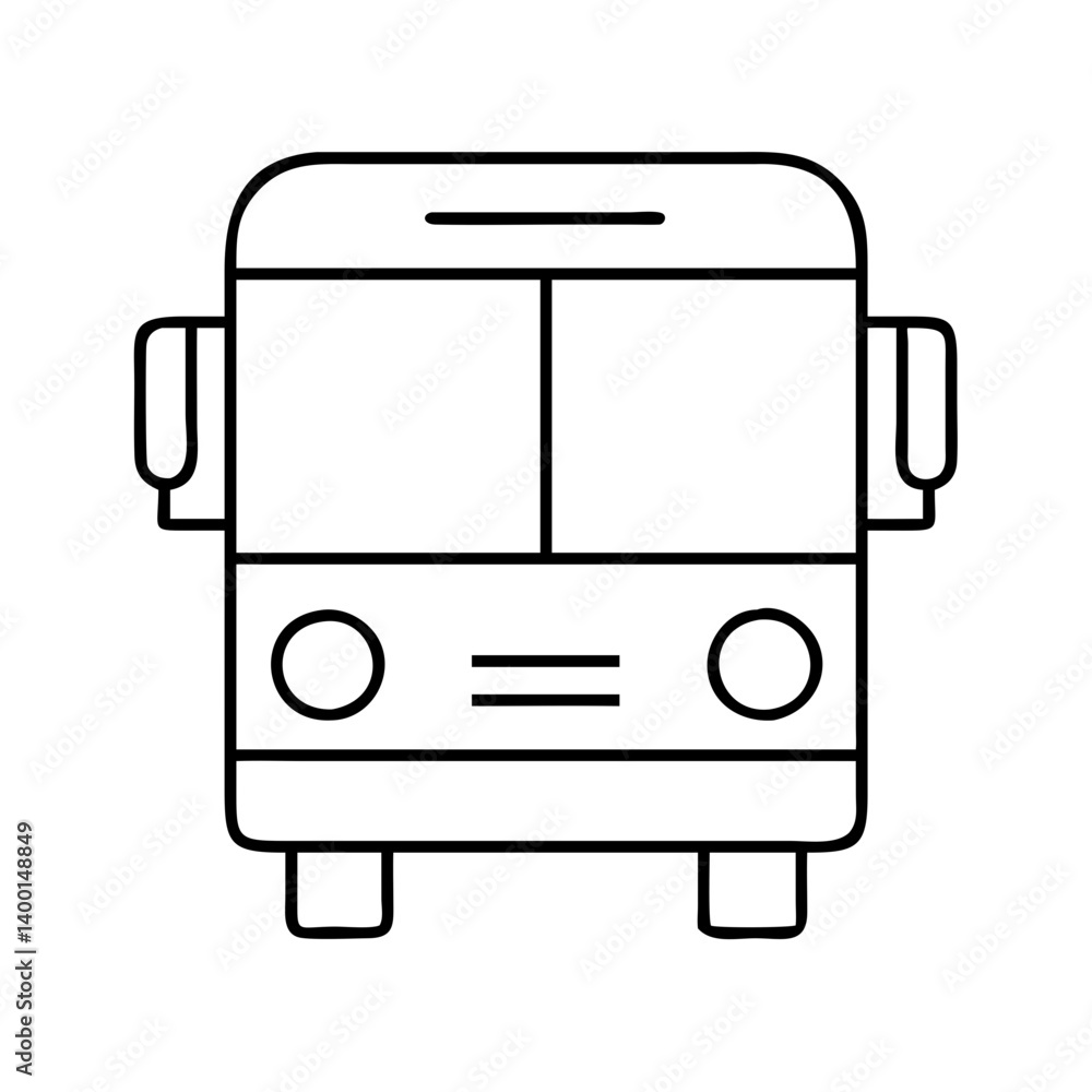 Poster a simple line drawing of a public transportation bus front view
