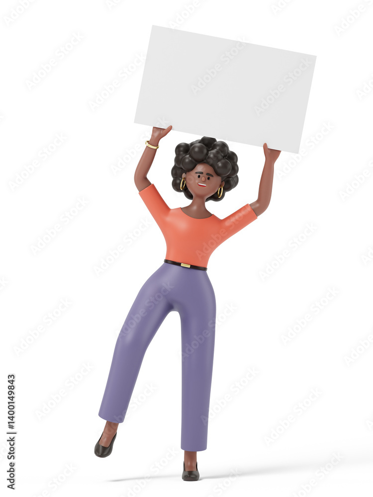 Poster 3d people holding an empty white board for insert a concept.3d rendering,conceptual image. isolated 