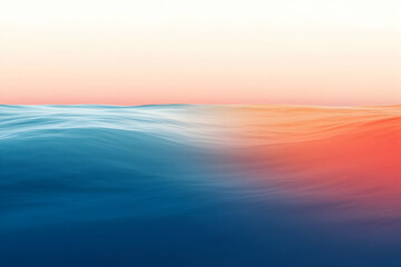 Obraz premium A serene, abstract depiction of rippling water transitions, from cool blues to warm oranges.