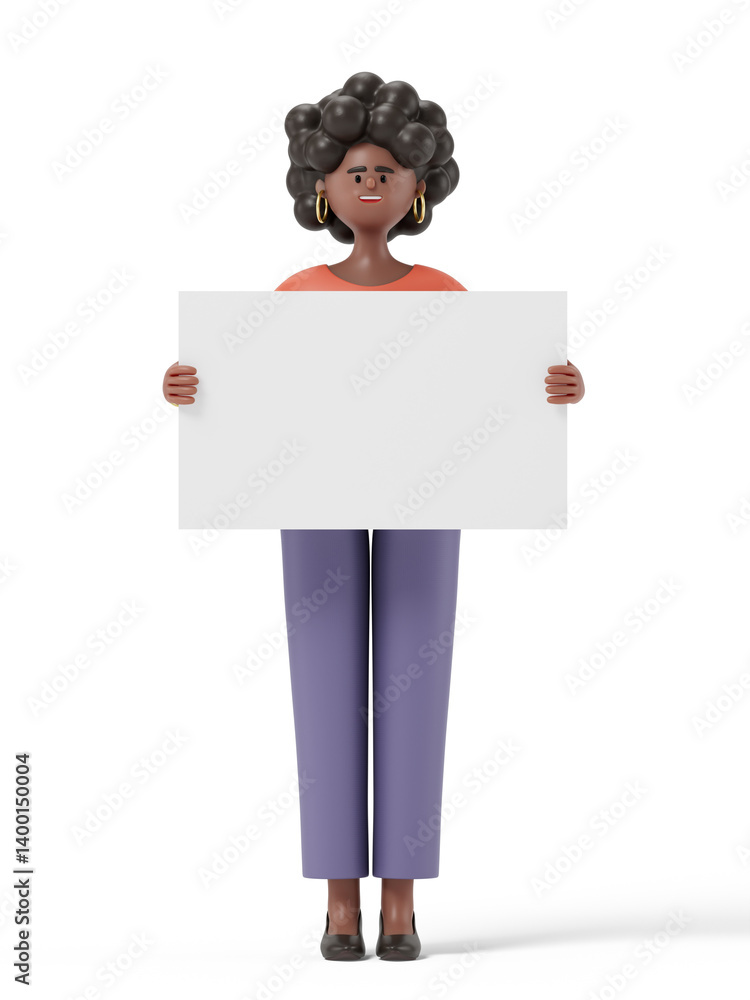 Poster 3d people holding an empty white board for insert a concept.3d rendering,conceptual image. isolated 