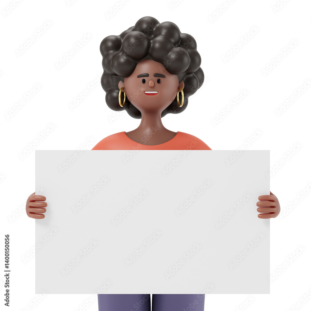 Poster 3d people holding an empty white board for insert a concept.3d rendering,conceptual image. isolated 