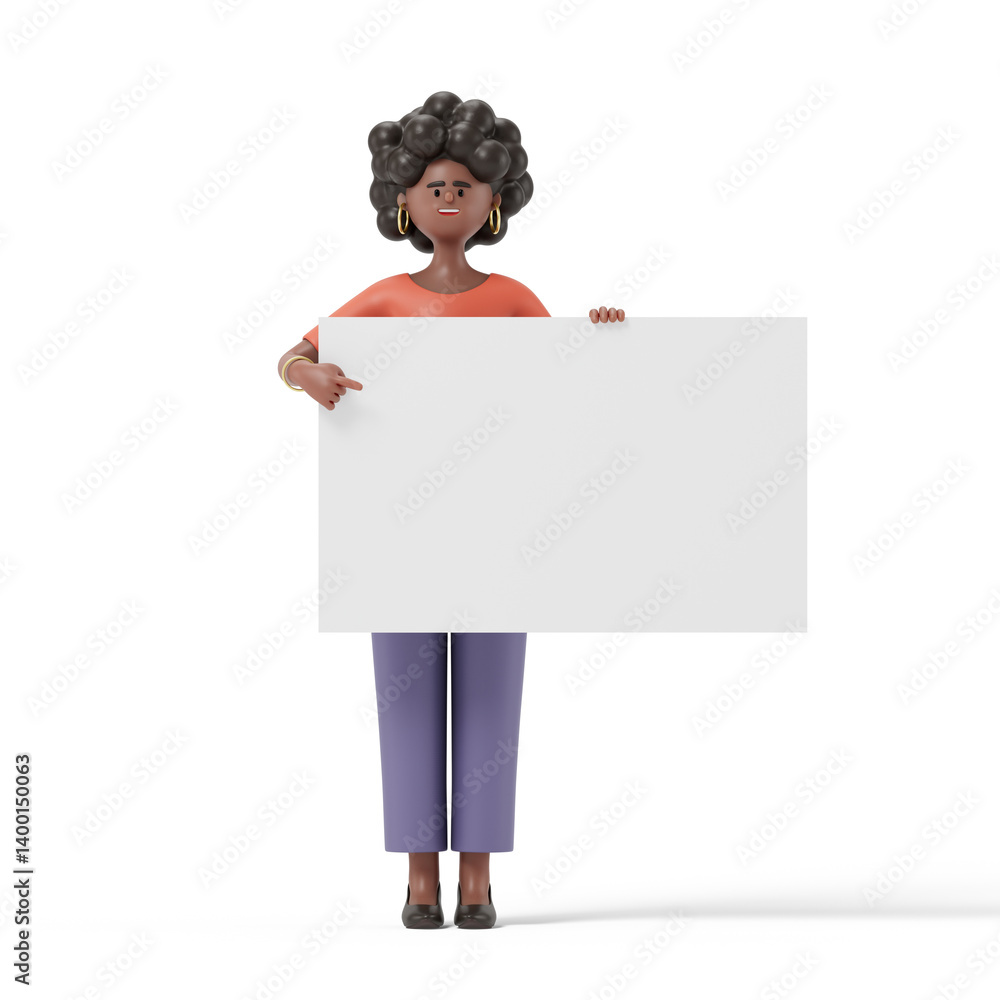 Poster 3d people holding an empty white board for insert a concept.3d rendering,conceptual image. isolated 
