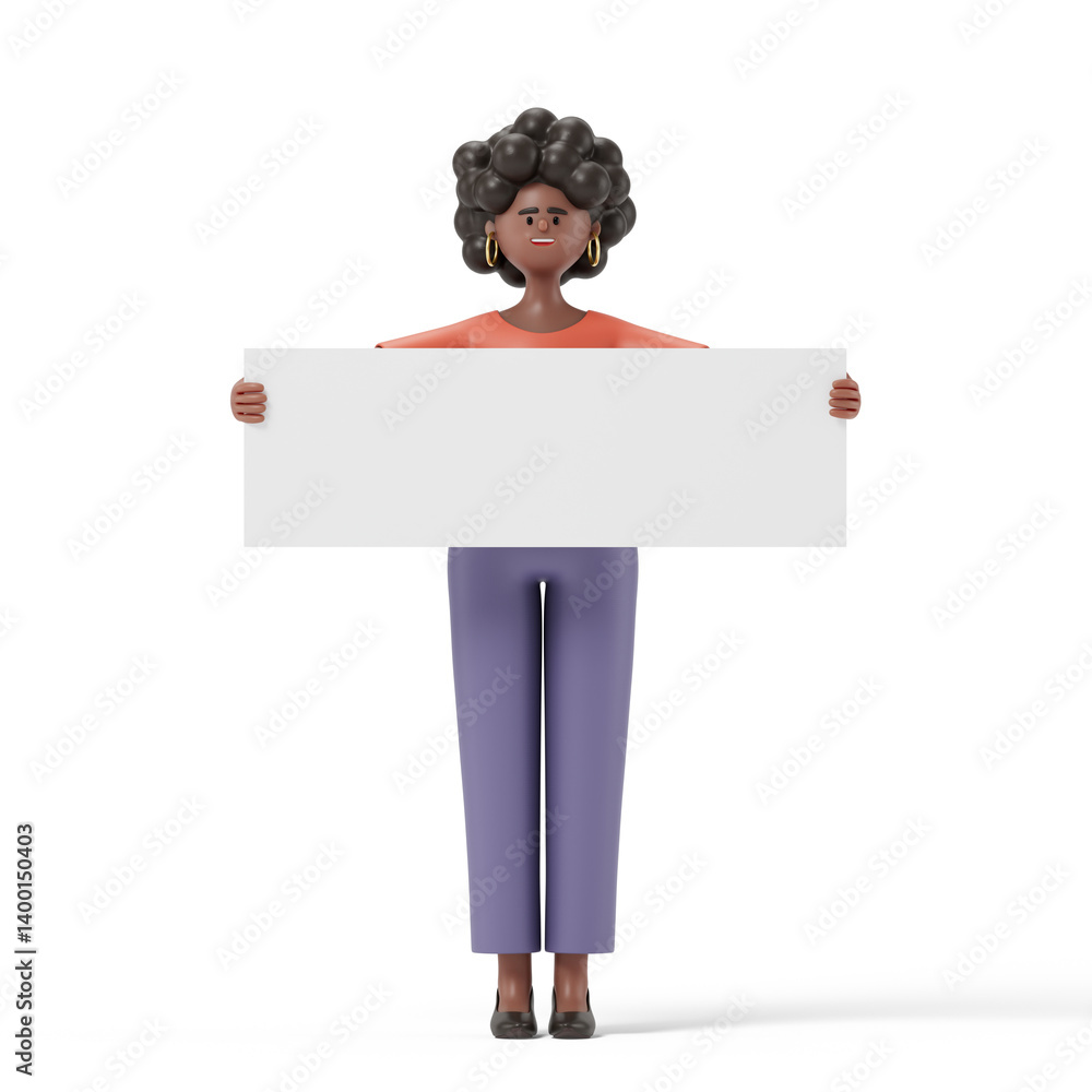 Poster 3d people holding an empty white board for insert a concept.3d rendering,conceptual image. isolated 