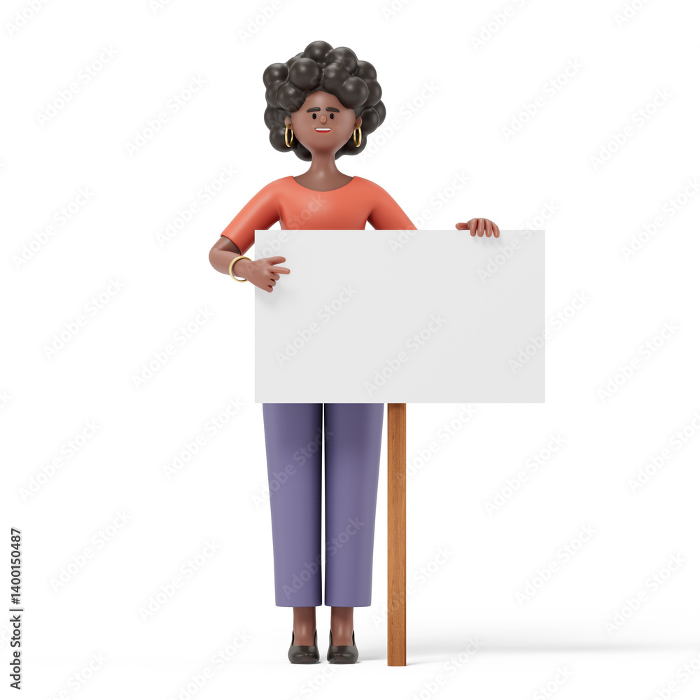 Poster 3d people holding an empty white board for insert a concept.3d rendering,conceptual image. isolated 