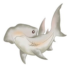 shark cartoon isolated on white
