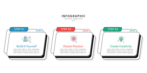 Business infographic template. 3 Step timeline journey. Process diagram, 3 options on white background, social media post, Infograph elements vector illustration.