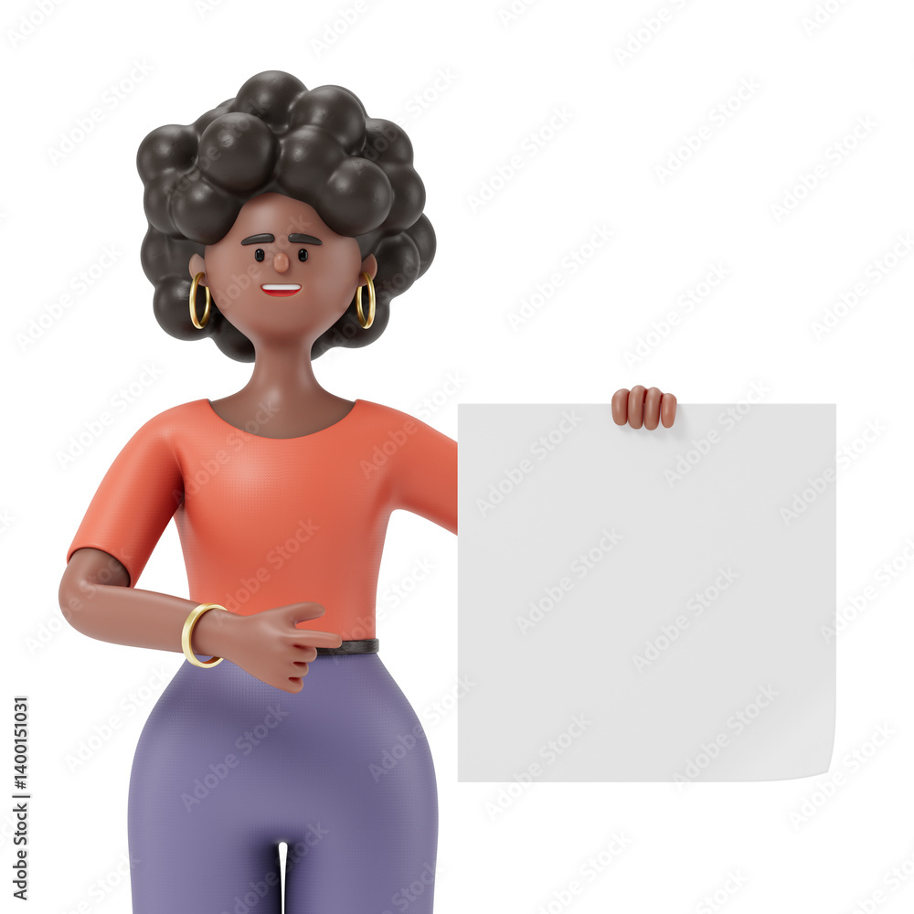 Poster 3d people holding an empty white board for insert a concept.3d rendering,conceptual image. isolated 