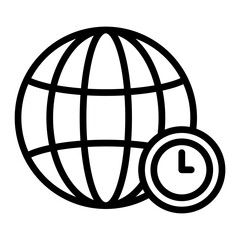 Time Zone Vector Line Icon Design