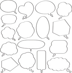 Fototapeta premium 使い勝手の良い考える吹き出しセット モノクロ