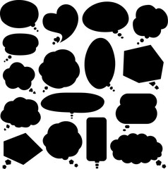 ベーシックな考える吹き出しセット ブラック