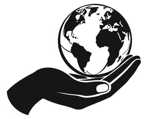 Global Stewardship: A symbol of environmental responsibility, a hand cradles the Earth