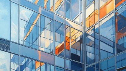Modern glass skyscraper facade with reflections