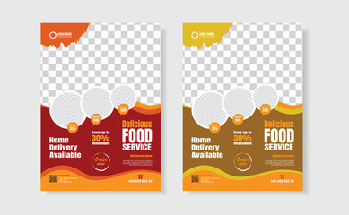 Food flyer design a4 size and print design for vector template, healthy food and restaurant menu template.