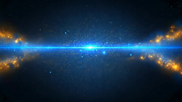 Spectacular deep space artwork displaying an energy beam with nebulae and light particles for cosmic background purposes