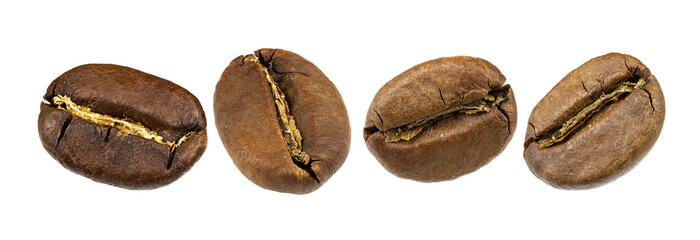 Coffee beans closeup on white