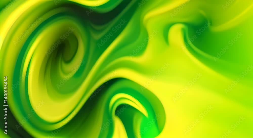 Poster abstract video background with smooth flowing green and yellow curves top down angle creates a dynam