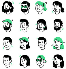 people faces icons avatar user profile picture image outline cartoon