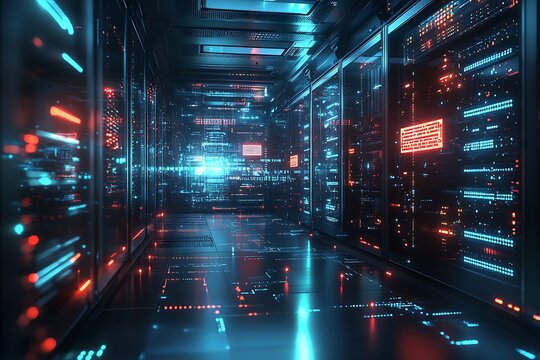 3D Ultra-Detailed AI Supercomputer with Glowing Quantum Processing Power.