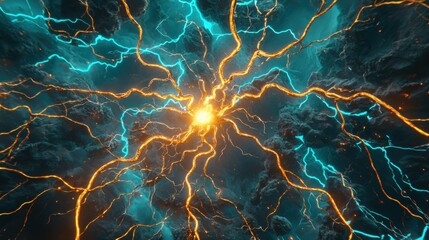 Abstract pattern of electric energy with glowing connections.