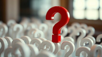 Red Question Mark Over White Question Marks why