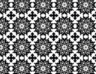 Black and White Floral Pattern with Repeating Flower Shapes