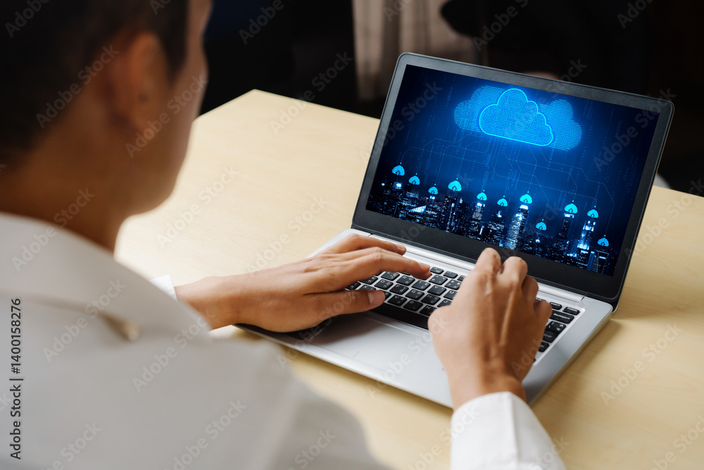 Poster cloud computing software for modish remote work and personal data storage