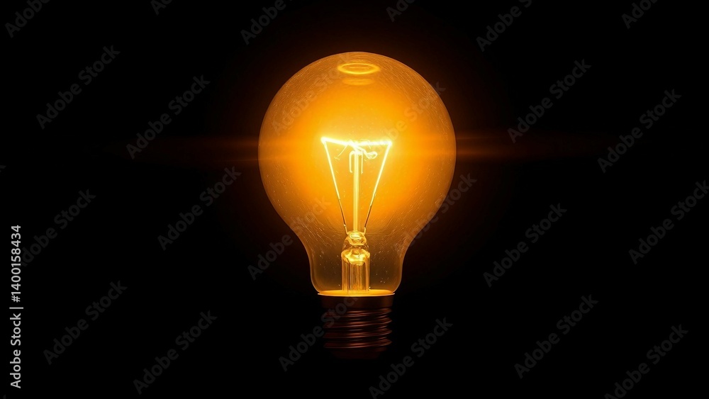 Poster light bulb isolated on black and an idea of genius springs up isolated on transparent background