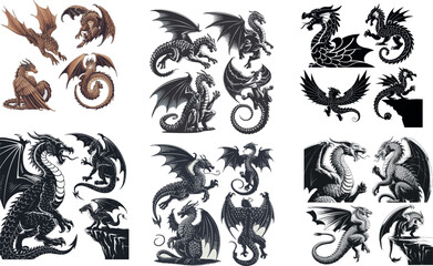 dragon vector set,dinosaur