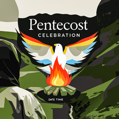 Religious Pentecost Background, Holy Spirit, Pentecost Sunday, and Pentecost Celebration.