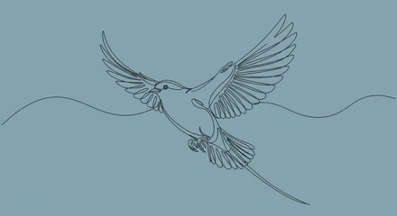 Obraz premium Line Art of a Bird in Flight