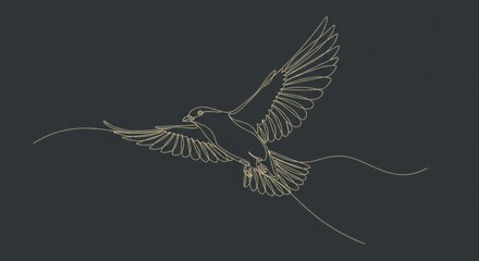 Line Art Bird in Flight