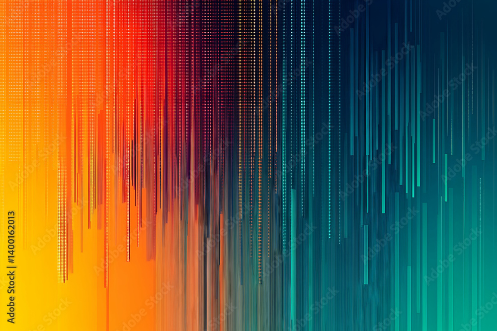 Poster a vibrant abstract design with cascading lines of color and texture.