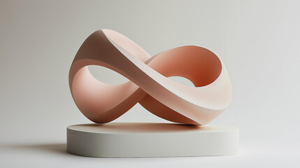 abstract geometric sculpture, soft pastel palette, 3D minimalism, balanced composition, smooth matte finish
