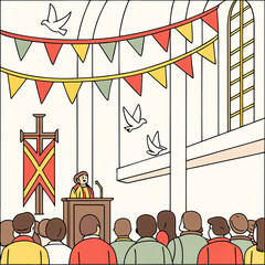 Religious Pentecost Background, Holy Spirit, Pentecost Sunday, and Pentecost Celebration.