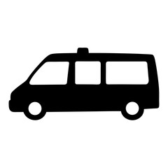 Silhouette of a Three Window Passenger Van, Transportation Vehicle Icon Design