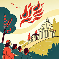 Religious Pentecost Background, Holy Spirit, Pentecost Sunday, and Pentecost Celebration.