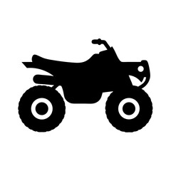 Black silhouette of an all terrain vehicle on a white background