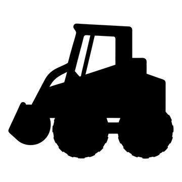 recommend clip art: Silhouette of a skid steer loader, construction equipment and machinery in black