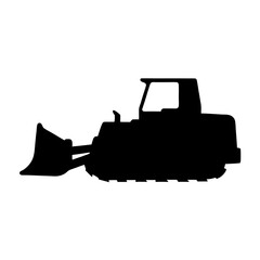 Silhouette of a bulldozer construction vehicle for earth moving and grading