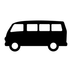 Silhouette of a classic van with several windows suitable for transport